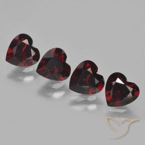 Pedras preciosas de Granada Piropo vermelho escuro natural de 3.38 ct, Coração, VVS-VS