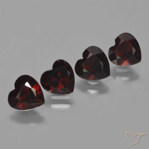 Pedras preciosas de granada piropo vermelho natural de 3,36 ct, formato de coração, VVS
