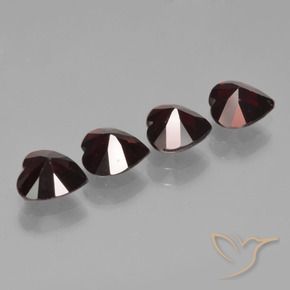 Pedras preciosas de Granada Piropo Vermelho escuro natural de 3.17 ct, Coração, VVS-VS