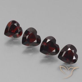Pedras preciosas de Granada Piropo Vermelho escuro natural de 3.32 ct, Coração, VVS-VS
