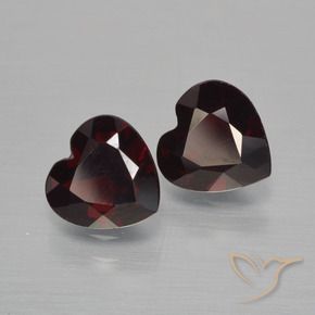 Pedras preciosas de Granada Piropo Vermelho escuro natural de 1.76 ct, Coração, VVS-VS