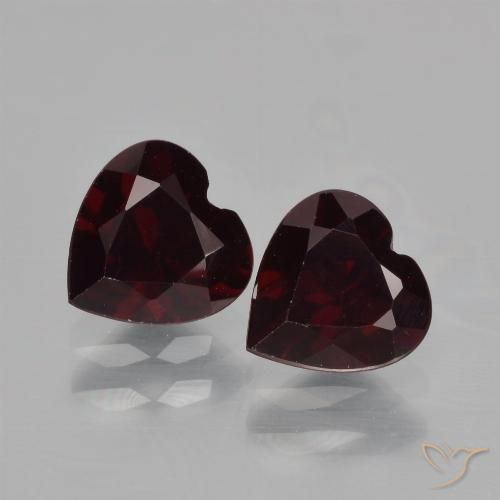 Pedras preciosas de granada piropo vermelho natural de 1,83 ct, formato de coração, VVS-VS
