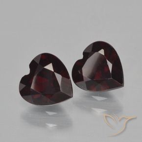 Pedras preciosas de granada piropo vermelho natural de 1,83 ct, formato de coração, VVS-VS
