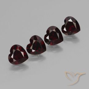 Pedras preciosas de Granada Piropo Vermelho escuro natural de 3.52 ct, Coração, VVS-VS