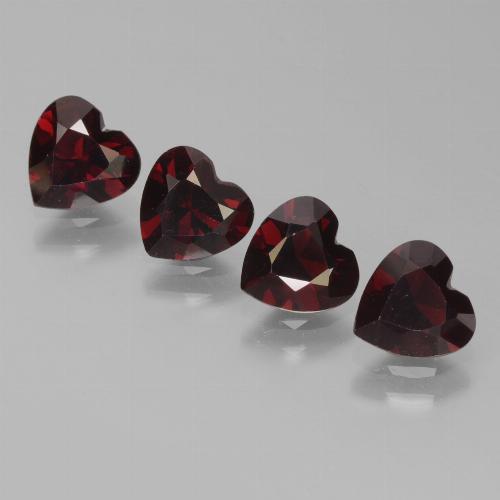 Pedras preciosas de Granada Piropo vermelho escuro natural de 3.12 ct, Formato de coração, VVS-VS