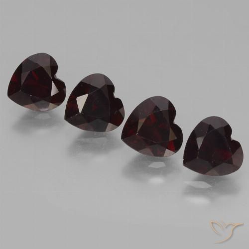 3.74ctw Natural vermelho escuro Granada Piropo, Coração, VVS-VS