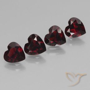 Pedras preciosas de Granada Piropo vermelho escuro natural de 3.16 ct, Coração, VVS-VS