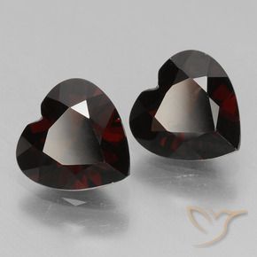 Pedras preciosas de Granada Piropo Vermelho escuro natural de 1.73 ct, Coração, VVS-VS
