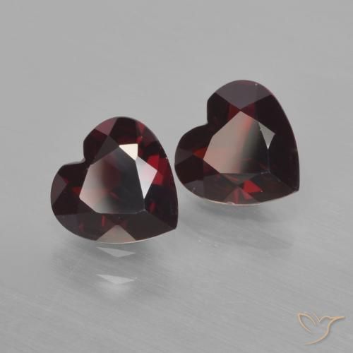Pedras preciosas de Granada Piropo vermelho escuro natural de 1.45 ct, Coração, VVS-VS