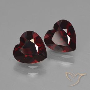 Pedras preciosas de Granada Piropo Vermelho escuro natural de 1.78 ct, Coração, VVS-VS