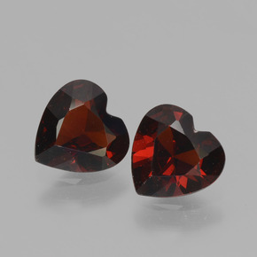 Pedras preciosas de Granada Piropo vermelho escuro natural de 1,48 ct, Formato de coração, VVS-VS