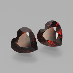 Pedras preciosas de Granada Piropo vermelho escuro natural de 1,48 ct, Formato de coração, VVS-VS