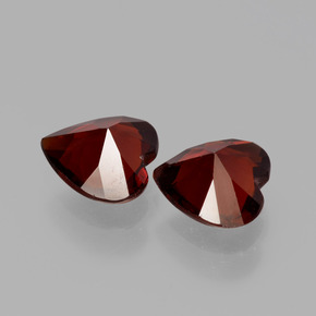 Pedras preciosas de Granada Piropo vermelho escuro natural de 1,48 ct, Formato de coração, VVS-VS