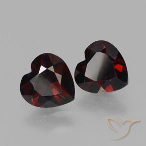 Pedras preciosas de Granada Piropo vermelho escuro natural de 1.74 ct, Coração, VVS-VS