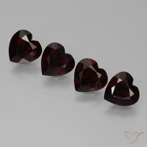 2.88ctw Natural vermelho escuro Granada Piropo, Coração, VVS-VS