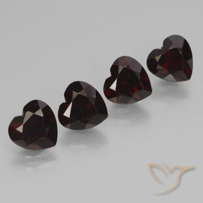 Pedras preciosas de Granada Piropo Vermelho escuro natural de 3.81 ct, Coração, VVS-VS