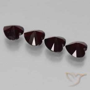 Pedras preciosas de Granada Piropo Vermelho escuro natural de 3.81 ct, Coração, VVS-VS