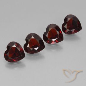 Pedras preciosas de Granada Piropo Vermelho escuro natural de 3.07 ct, Coração, VVS-VS