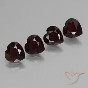 Pedras preciosas de Granada Piropo vermelho escuro natural de 2.98 ct, Coração, VVS-VS