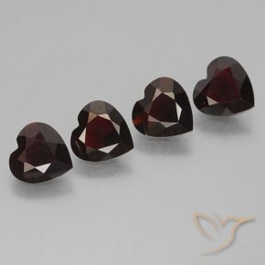 Pedras preciosas de Granada Piropo Vermelho escuro natural de 2.75 ct, Coração, VVS-VS