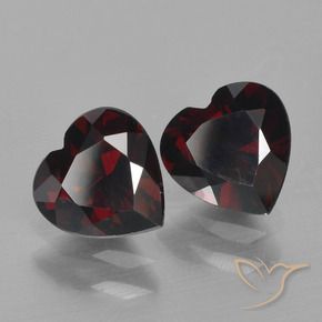 Pedras preciosas de Granada Piropo Vermelho escuro natural de 1.96 ct, Coração, VVS-VS