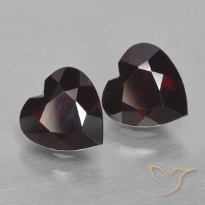 Pedras preciosas de Granada Piropo vermelho escuro natural de 1.63 ct, Coração, VVS-VS