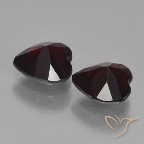Pedras preciosas de Granada Piropo Vermelho escuro natural de 1.59 ct, Coração, VVS-VS