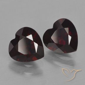 Pedras preciosas de Granada Piropo Vermelho escuro natural de 1.82 ct, Coração, VVS-VS