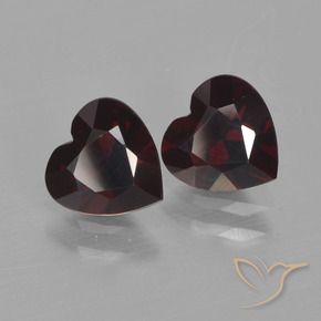 Pedras preciosas de Granada Piropo vermelho escuro natural de 1.73 ct, Coração, VVS-VS