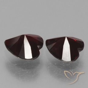 Pedras preciosas de Granada Piropo Vermelho escuro natural de 1.56 ct, Coração, VVS-VS