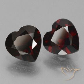 Pedras preciosas de Granada Piropo vermelho escuro natural de 1.72 ct, Coração, VVS-VS