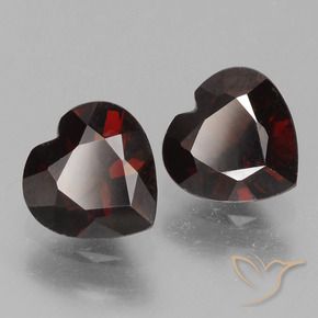Pedras preciosas de Granada Piropo vermelho escuro natural de 1.78 ct, Coração, VVS-VS