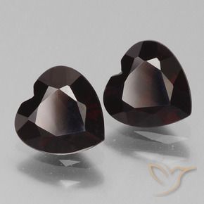 Pedras preciosas de Granada Piropo vermelho escuro natural de 1.66 ct, Coração, VVS-VS