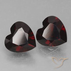 Pedras preciosas de Granada Piropo vermelho escuro natural de 1.76 ct, Coração, VVS-VS