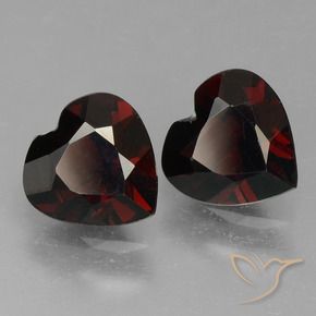 Pedras preciosas de Granada Piropo vermelho escuro natural de 1.64 ct, Coração, VVS-VS