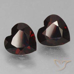 Pedras preciosas de Granada Piropo vermelho escuro natural de 1.66 ct, Coração, VVS-VS