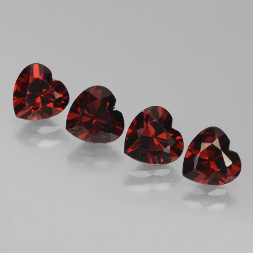 Pedras preciosas de granada piropo vermelho natural de 3,79 ct, formato de coração, VVS-VS