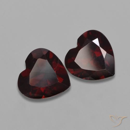 Pedras preciosas de Granada Piropo Vermelho escuro natural de 1.68 ct, Coração, VVS-VS