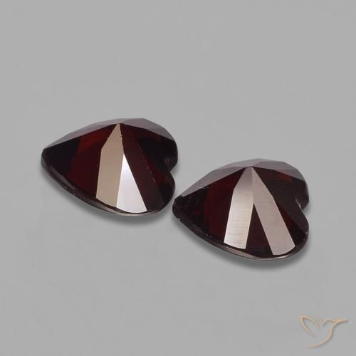 Pedras preciosas de Granada Piropo Vermelho escuro natural de 1.68 ct, Coração, VVS-VS