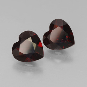 Pedras preciosas de Granada Piropo Vermelho escuro natural de 1.54 ct, Formato de coração, VVS-VS
