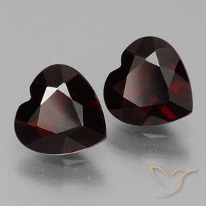 Pedras preciosas de Granada Piropo Vermelho escuro natural de 1.63 ct, Coração, VVS-VS