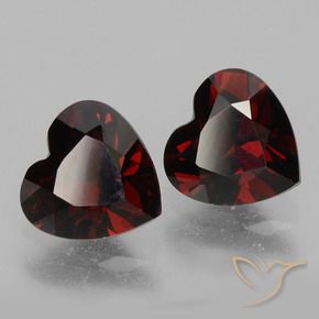 Pedras preciosas de Granada Piropo Vermelho escuro natural de 1.80 ct, Coração, VVS-VS