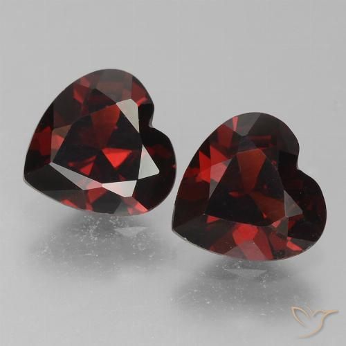 1.57ctw Natural Vermelho escuro Granada Piropo, Coração, VVS-VS