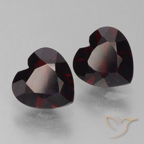 Pedras preciosas de Granada Piropo Vermelho escuro natural de 1.64 ct, Coração, VVS-VS