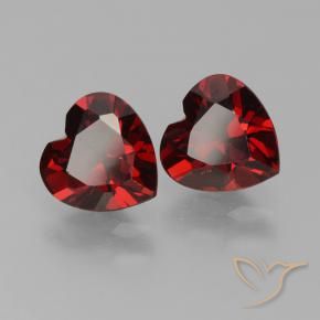 Pedras preciosas de Granada Piropo Vermelho Sangue Profundo natural de 1.86 ct, Formato de coração, VVS-VS