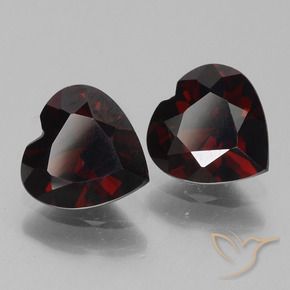 Pedras preciosas de Granada Piropo Vermelho escuro natural de 1.65 ct, Coração, VVS-VS