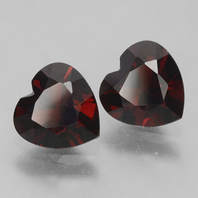 Pedras preciosas de granada piropo vermelho natural de 1,74 ct, formato de coração, VVS-VS