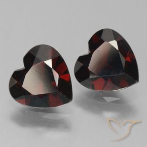 Pedras preciosas de Granada Piropo vermelho escuro natural de 1.71 ct, Coração, VVS-VS