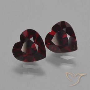 Pedras preciosas de Granada Piropo Vermelho escuro natural de 1.75 ct, Coração, VVS-VS