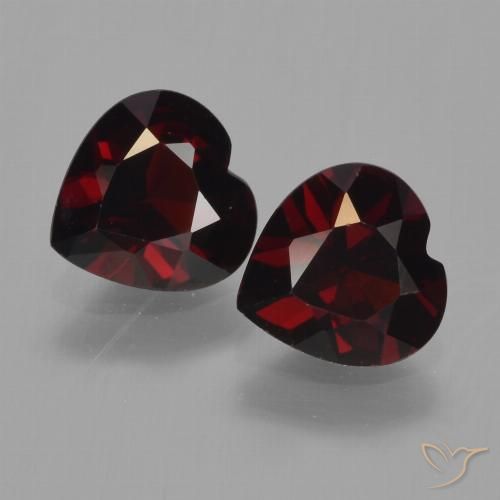 1.65ctw Natural vermelho escuro Granada Piropo, Coração, VVS-VS